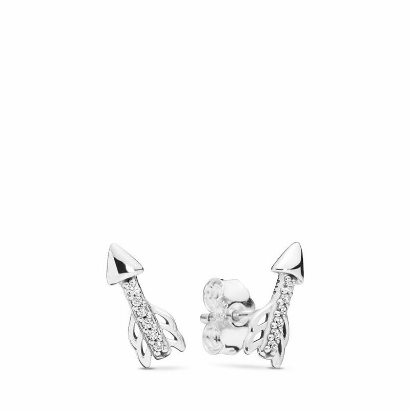 Pandora Sparkling Arrows Stud Earrings Ireland - Sterling Silver/Cubic Zirconia - 026817QHN